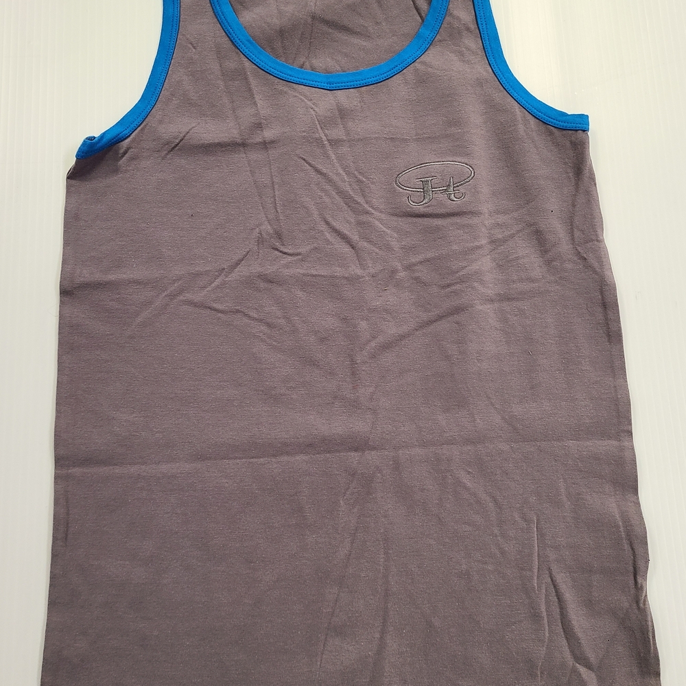 James Tudor Gray Tank Top with Blue Trim